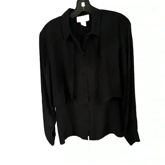 Silk Studio by Claude Bennett Tops - Vintage Silk Studio by Claude Bennett black long sleeve button up blouse size 10